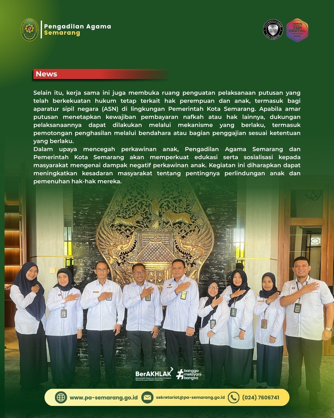 Penandatanganan Nota Kesepakatan PA Semarang dan Wali Kota Semarang